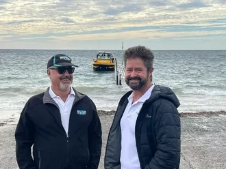 City of Busselton mayor Grant Henley and councillor Paul Carter with Nauti-Craft